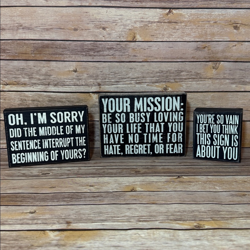 Primitives by Kathy Inspirational Black and White box signs Decor Set